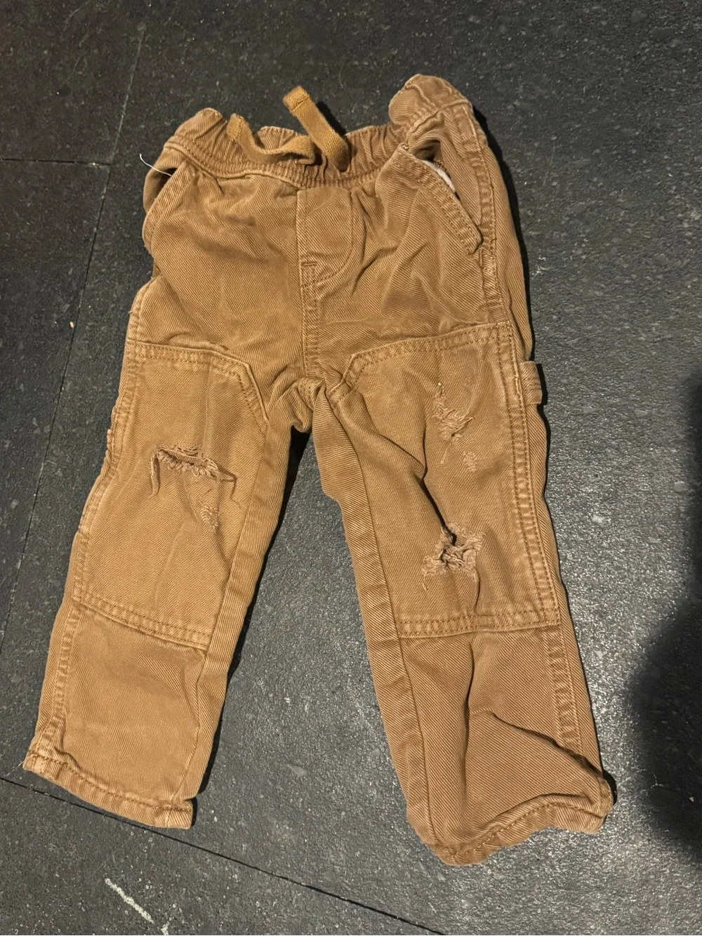 Kids' Brown Distressed Cargo Pants - Classic Everyday Style